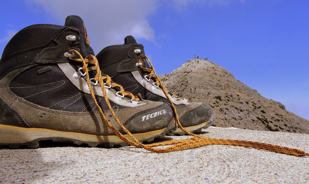 boot, mountain, top